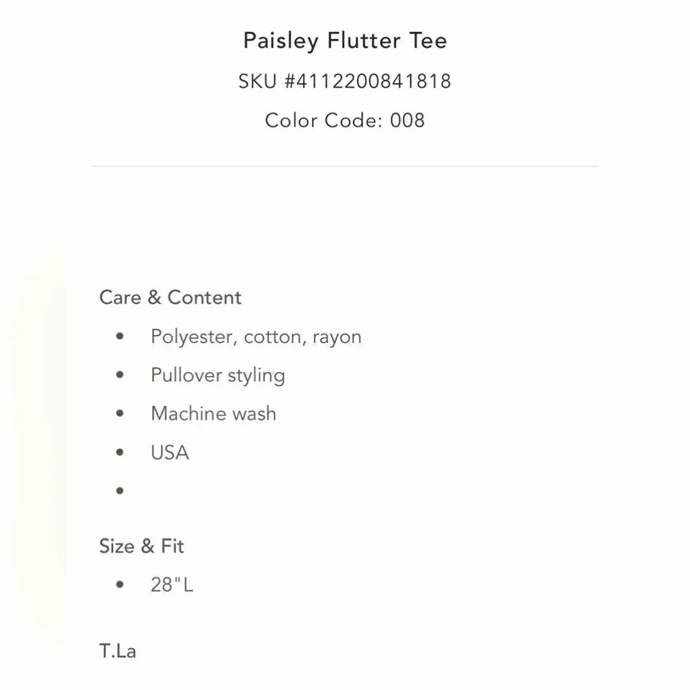 NWT new Anthropologie T.LA paisley flutter tee gray red medium top shirt - Picture 3 of 14